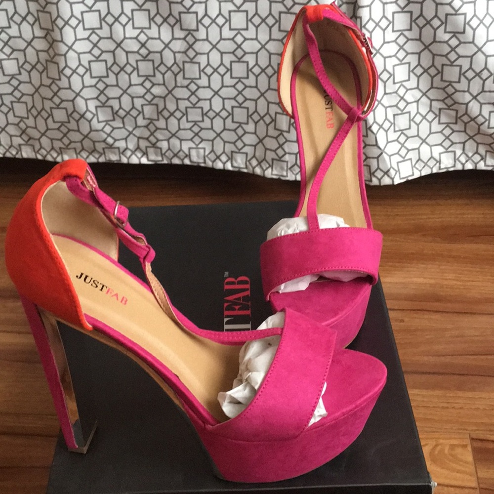 NEW Pink/Orange Colorblock Platform Heel